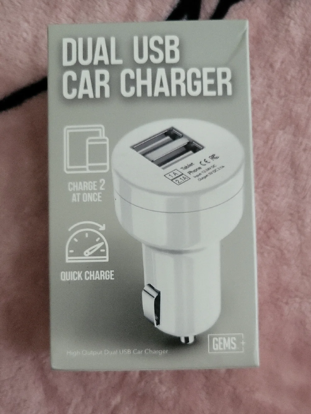 White Dual USB Car Charger - Fast Charge